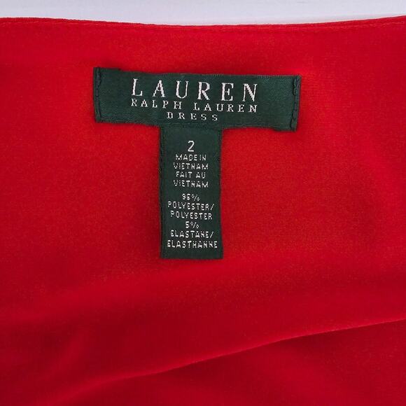 Ralph Lauren Square Neck Ruched Jersey Sheath Dress Red Size 2 - Picture 6 of 6